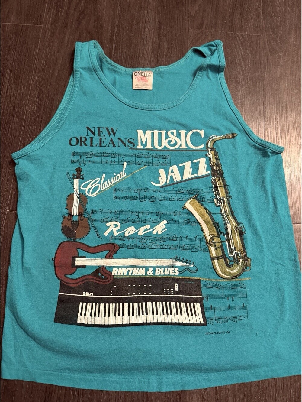 Vintage 1988 Oneita New Orleans Music Jazz Graphic Tank Top M Flaw
